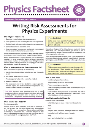 317 Writing Risk Assessments for Physics Experiments