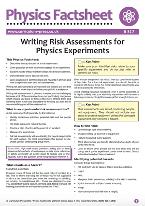 Writing Risk Assessments for Physics Experiments - Curriculum Press