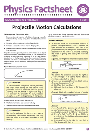319 Projectile Motion Calculations