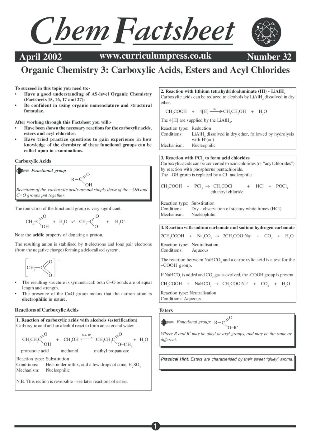 32 Carbox Acids Esters Acyl Chlor