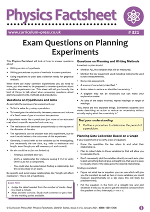 321 Exam Questions on Planning Experiments