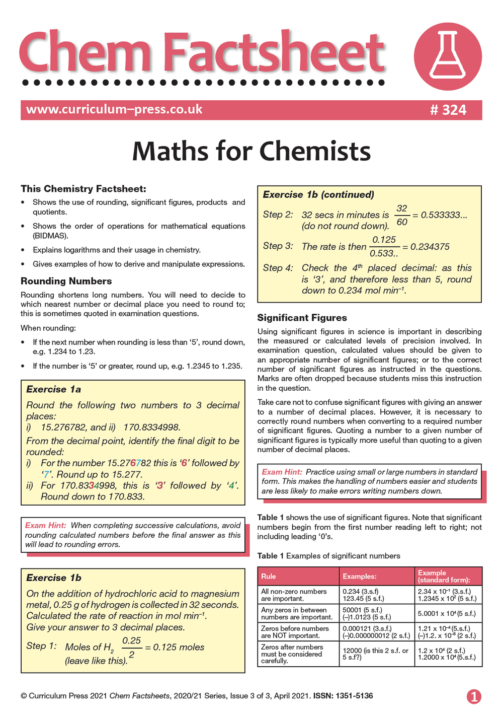 Chemistry Science Math Maths for Chemists - Curriculum Press