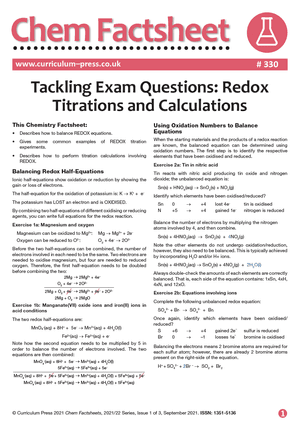 330 Redox Exam Questions