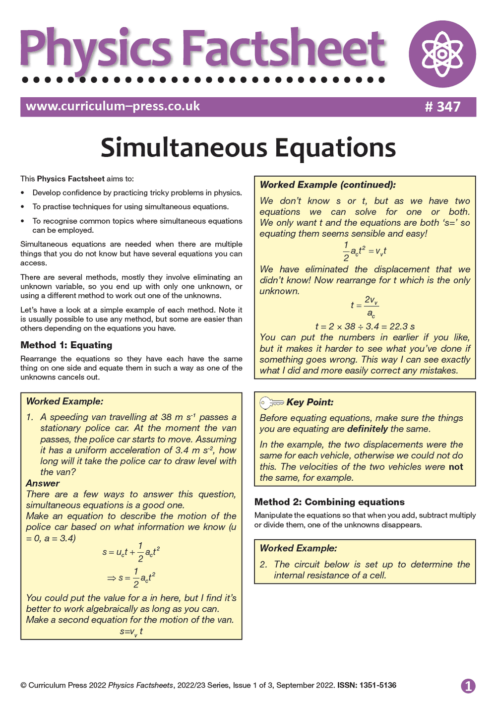 Simultaneous Equations - Curriculum Press
