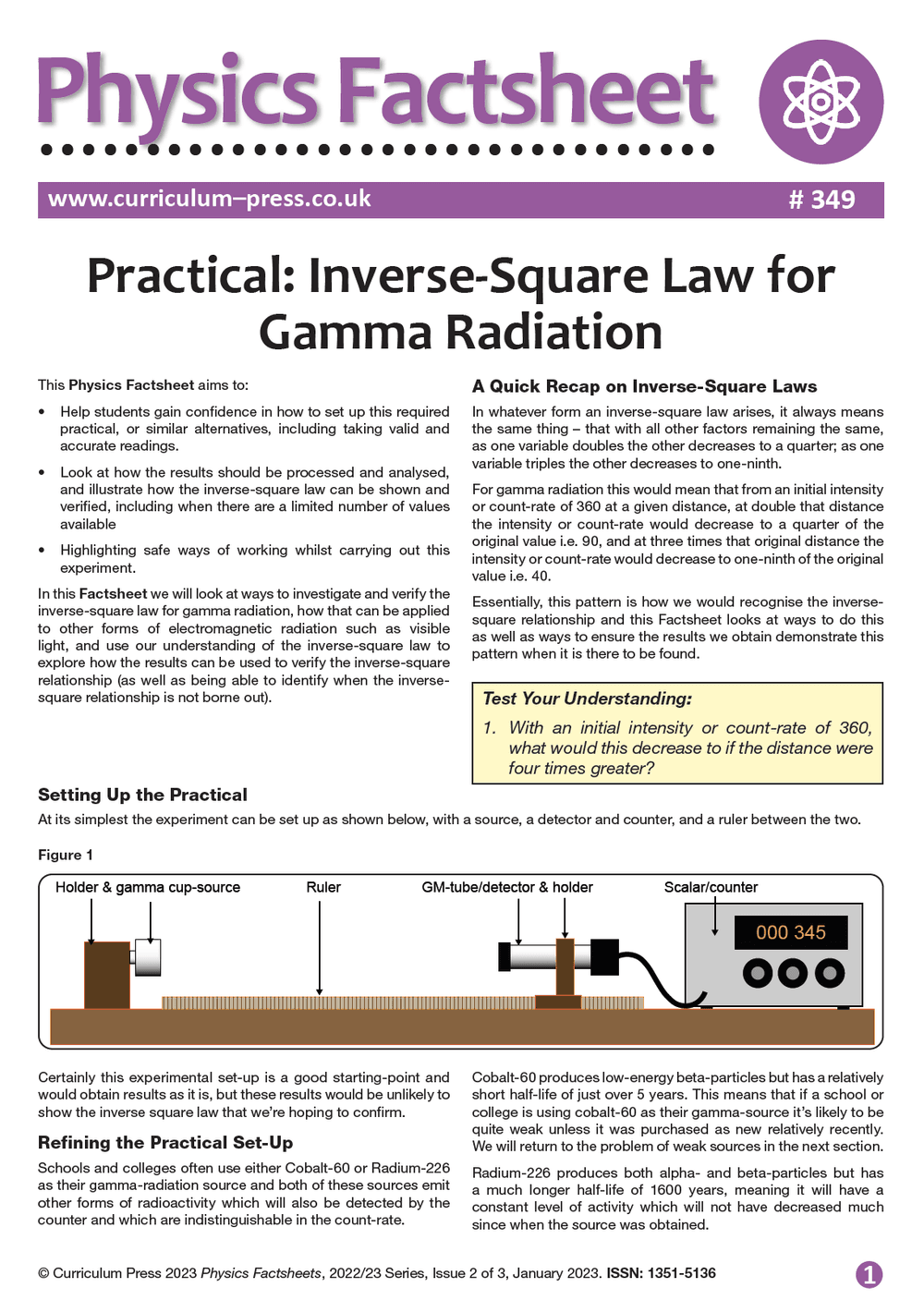 Practical: Inverse-Square Law for Gamma Radiation - Curriculum Press