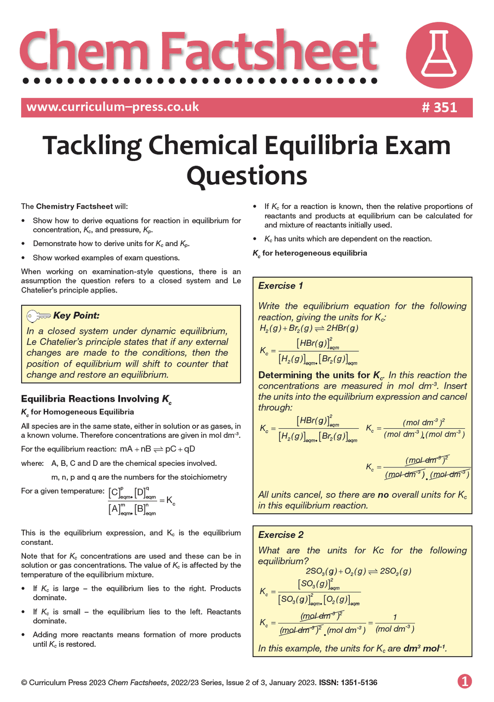 Tackling Chemical Equilibria Exam Questions - Curriculum Press