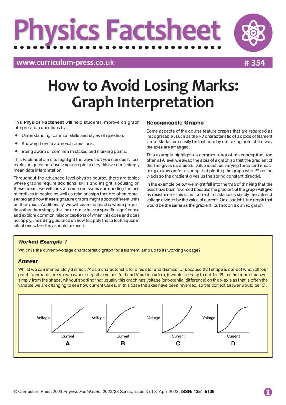 How to Avoid Losing Marks: Graph Interpretation - Curriculum Press
