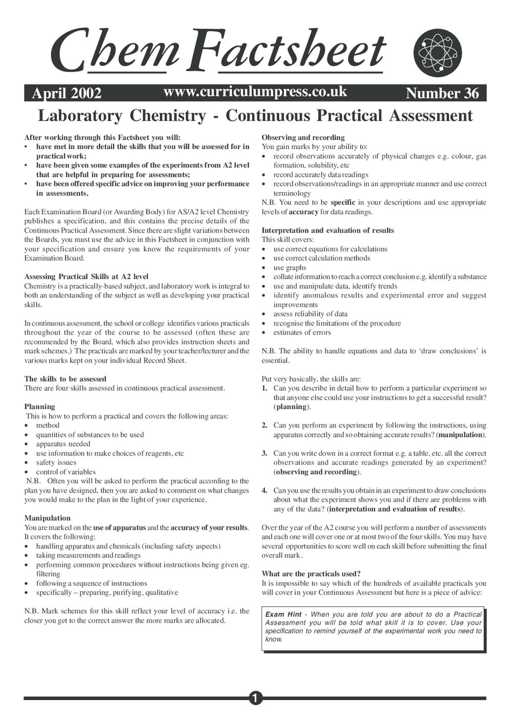 36 Continuous Practical Assessment