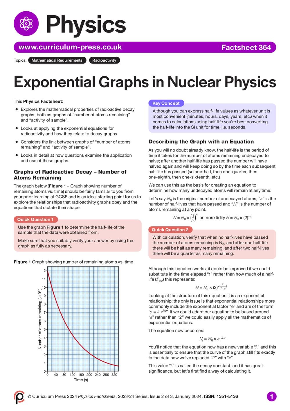 Exponential Physics Exponential Graphs in Nuclear Physics - Curriculum Press