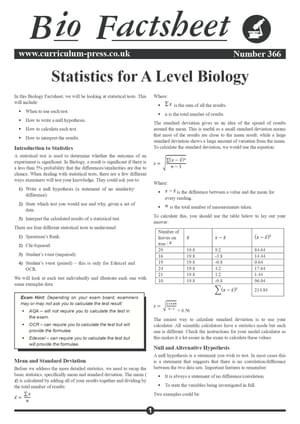 366 Statistics For A Level Biology