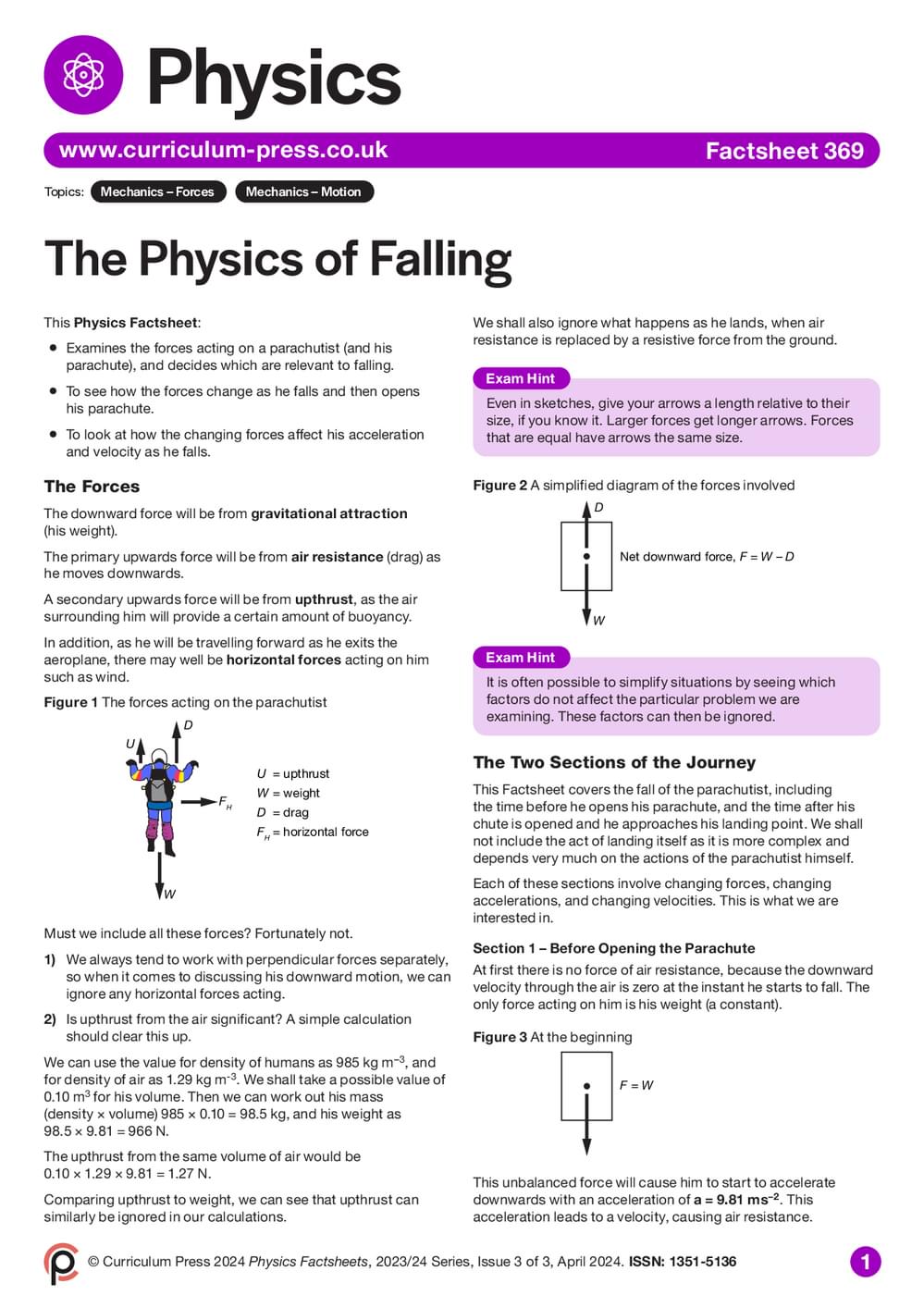 Falling Rocks Physics The Physics of Falling - Curriculum Press