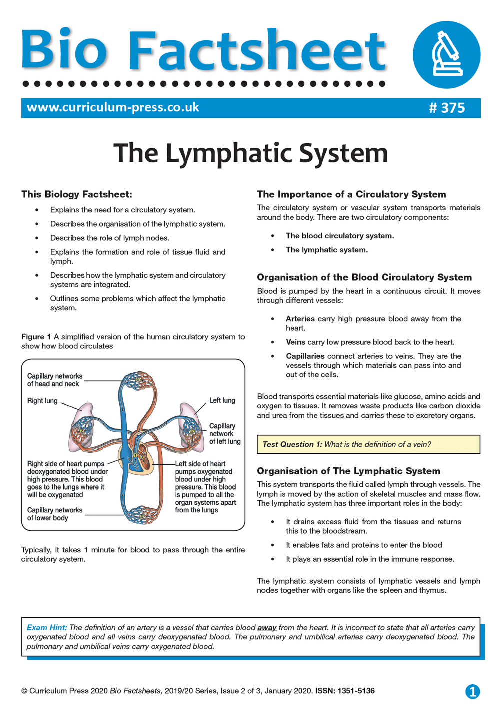 Lymphatic System For Study The Lymphatic System - Curriculum Press
