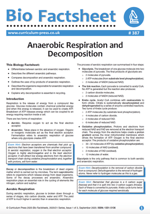 387 Anaerobic Respiration and Decomposition