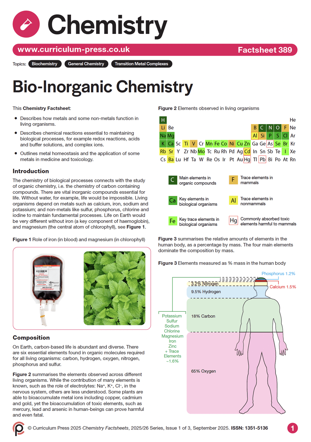 Bioinorganic Compounds Bio-Inorganic Chemistry - Curriculum Press