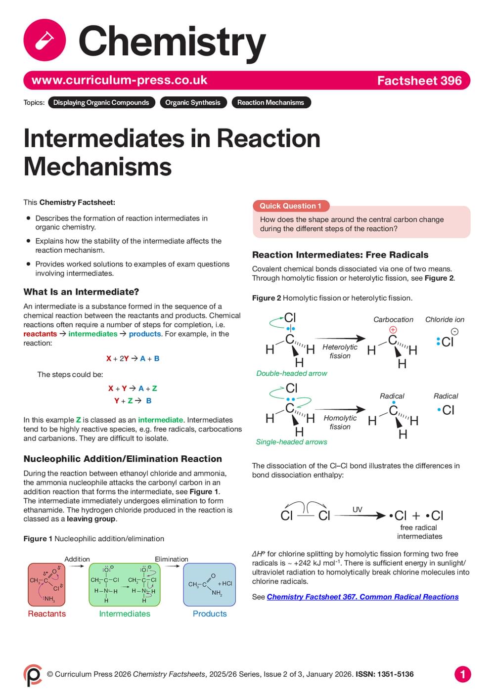 Ehat Is Reaction Intermediate Example Intermediates in Reaction Mechanisms - Curriculum Press