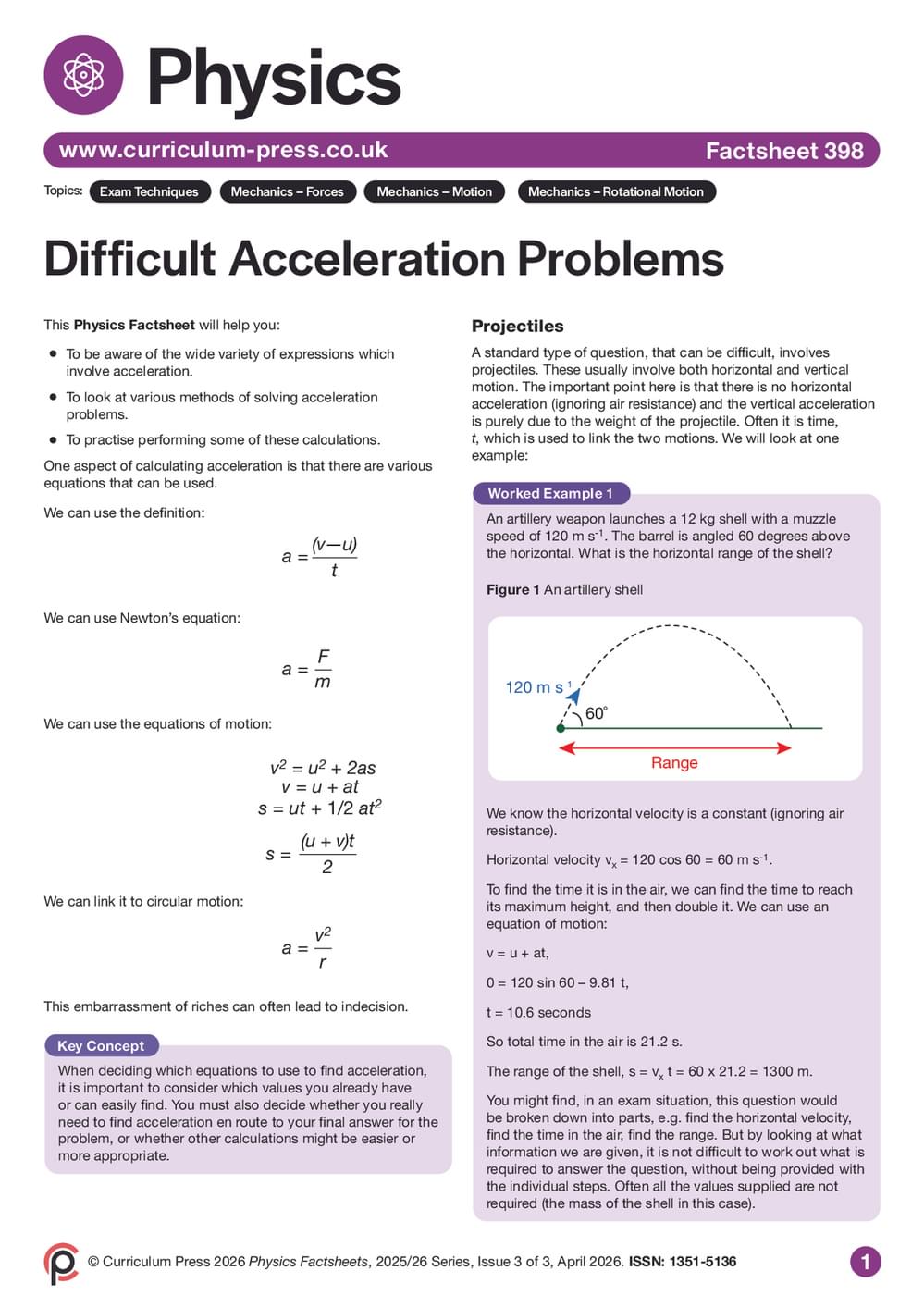 Difficult Acceleration Problems - Curriculum Press