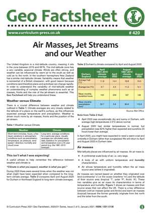 420 Air Masses Jet Streams and our Weather