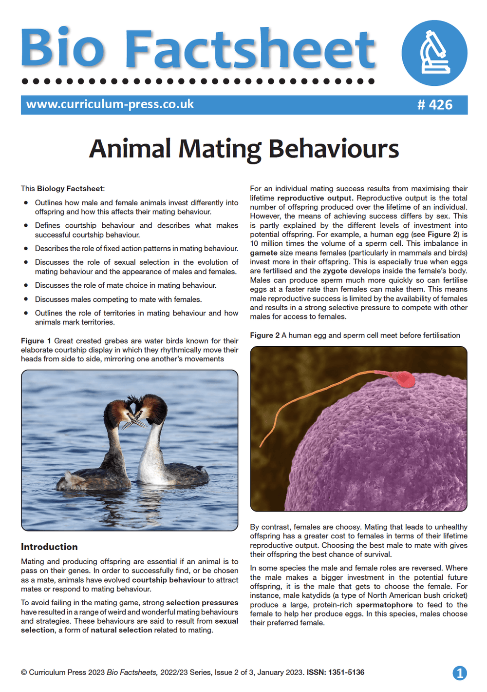 Animal Mating Behaviours - Curriculum Press Animal Mating Behaviours - Curriculum Press