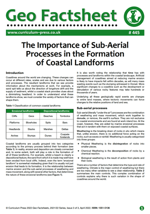 445 Sub Aerial Processes Coastal Landforms