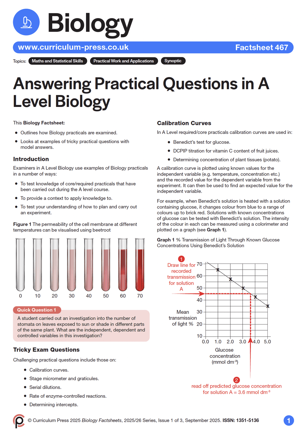 Answering Practical Questions in A Level Biology - Curriculum Press