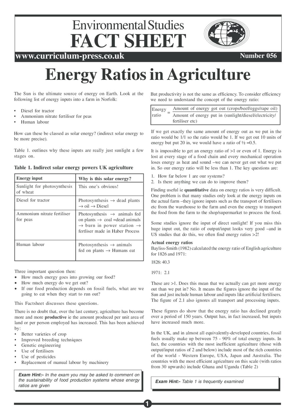 56 Energy Ratios