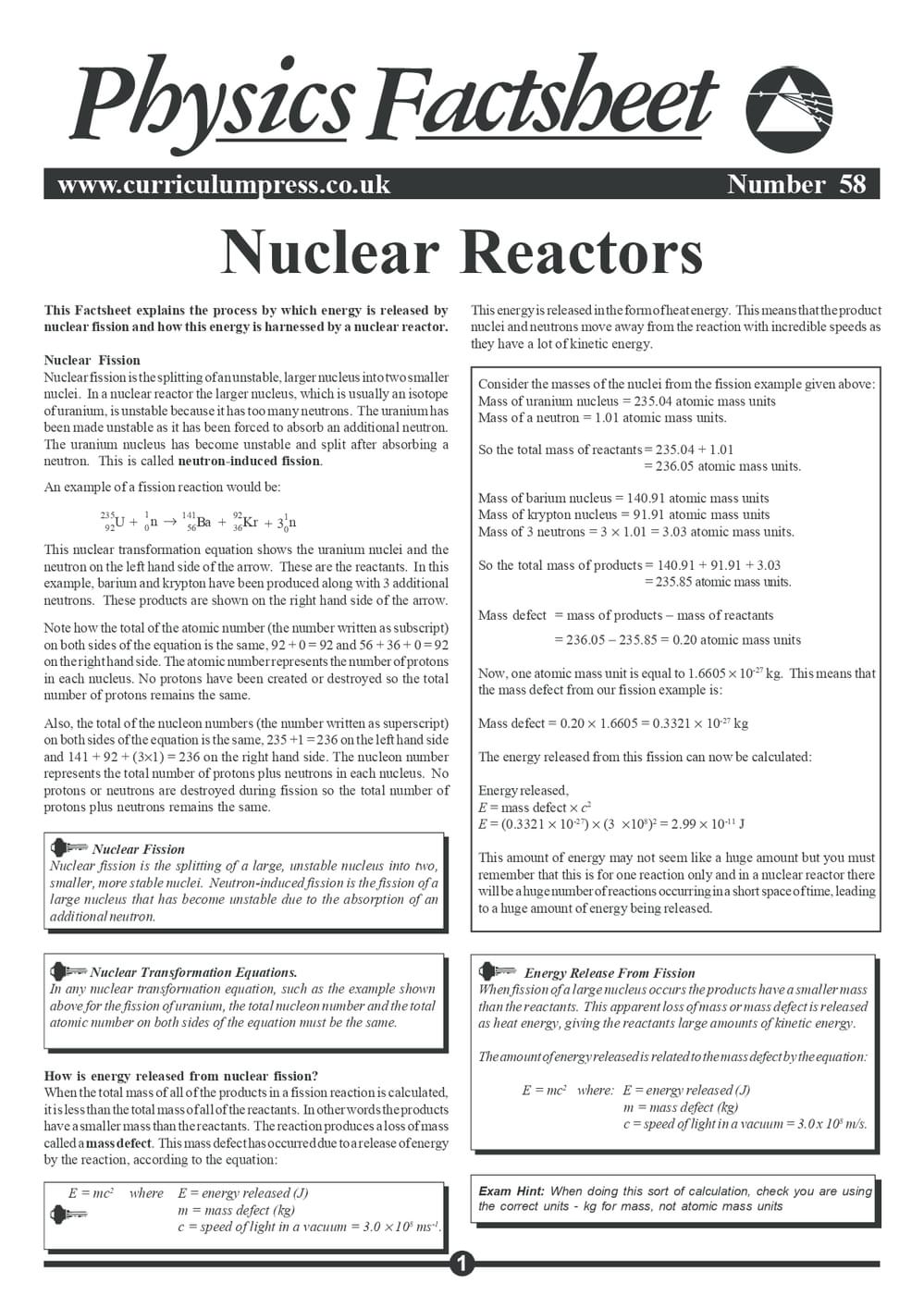 58 Nuclear Reactors