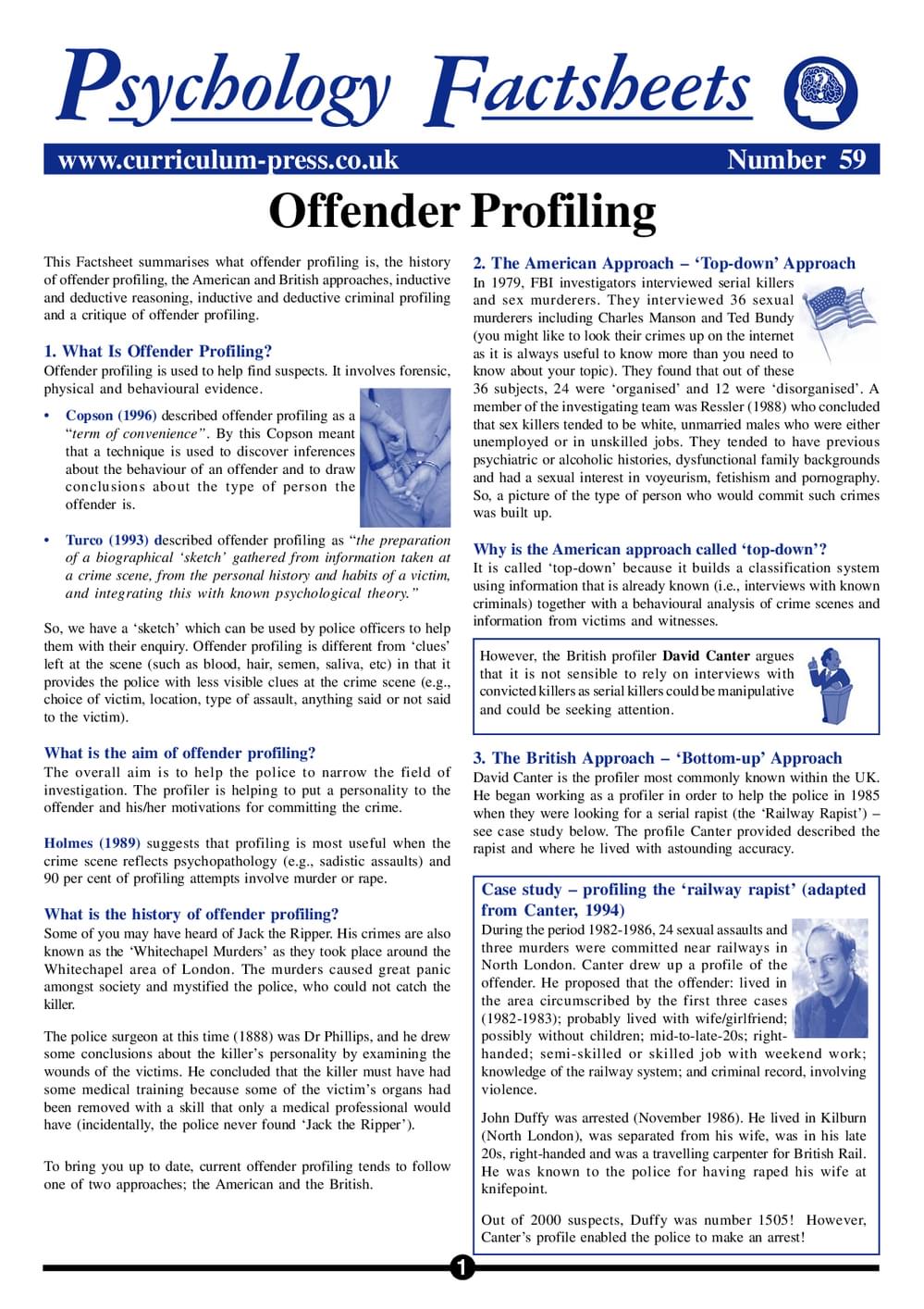 Profiling Offending Curriculum Press - Offender Profiling