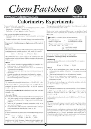 65 Calorimetry Experiments