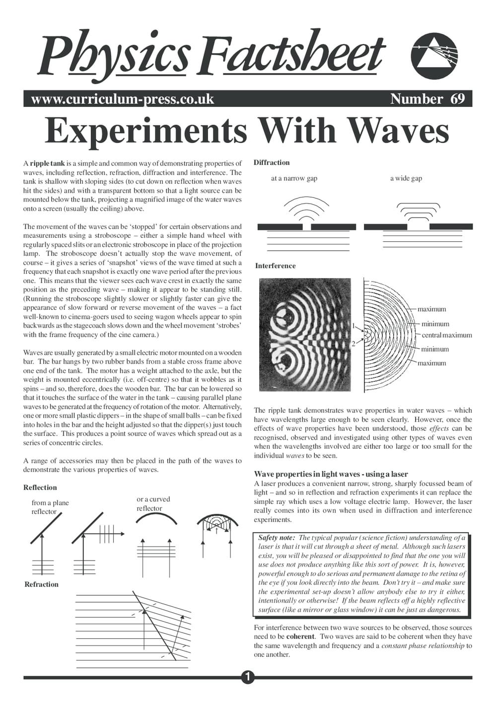 Wavegroup Experiment Experiments with Waves - Curriculum Press