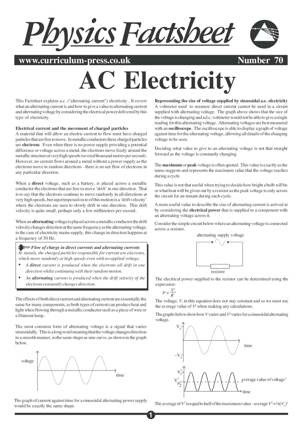 AC Electricity - Curriculum Press