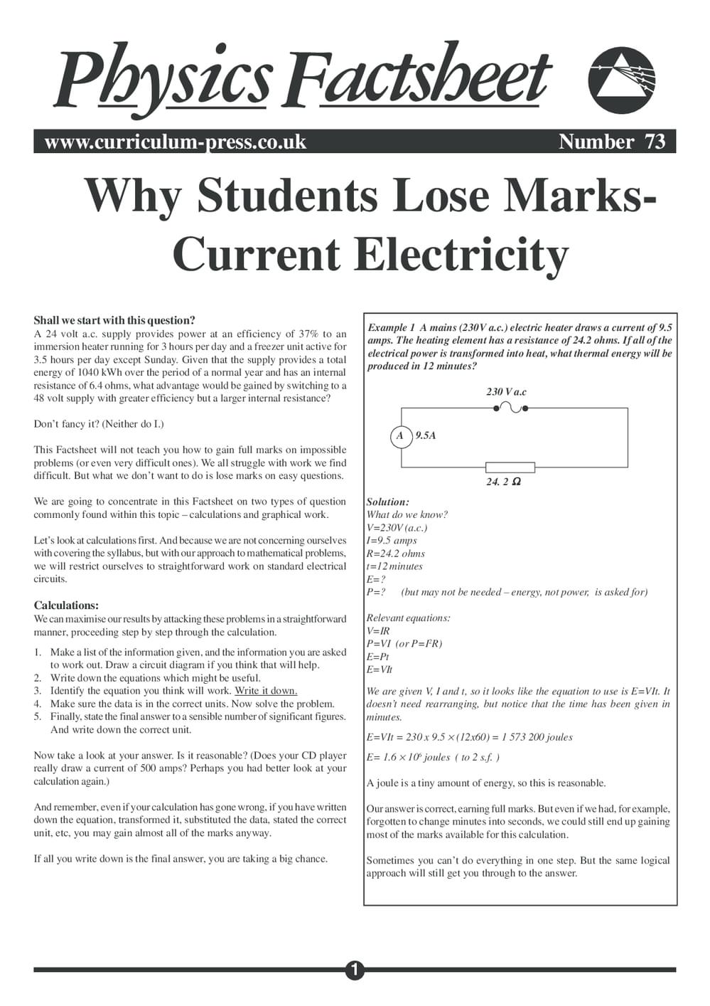73 Lose Marks Electricity
