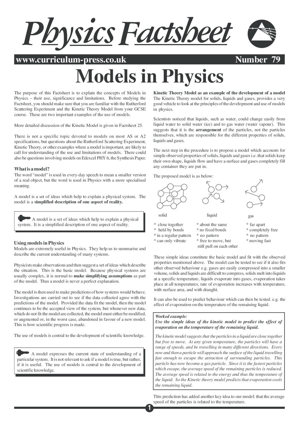 Modelling Physics Models in Physics - Curriculum Press
