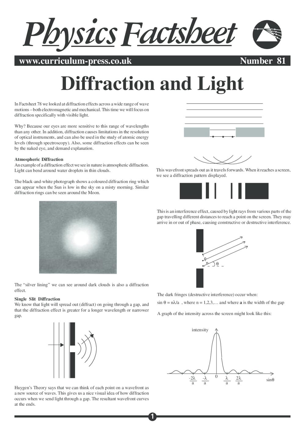 Diffraction and Light - Curriculum Press