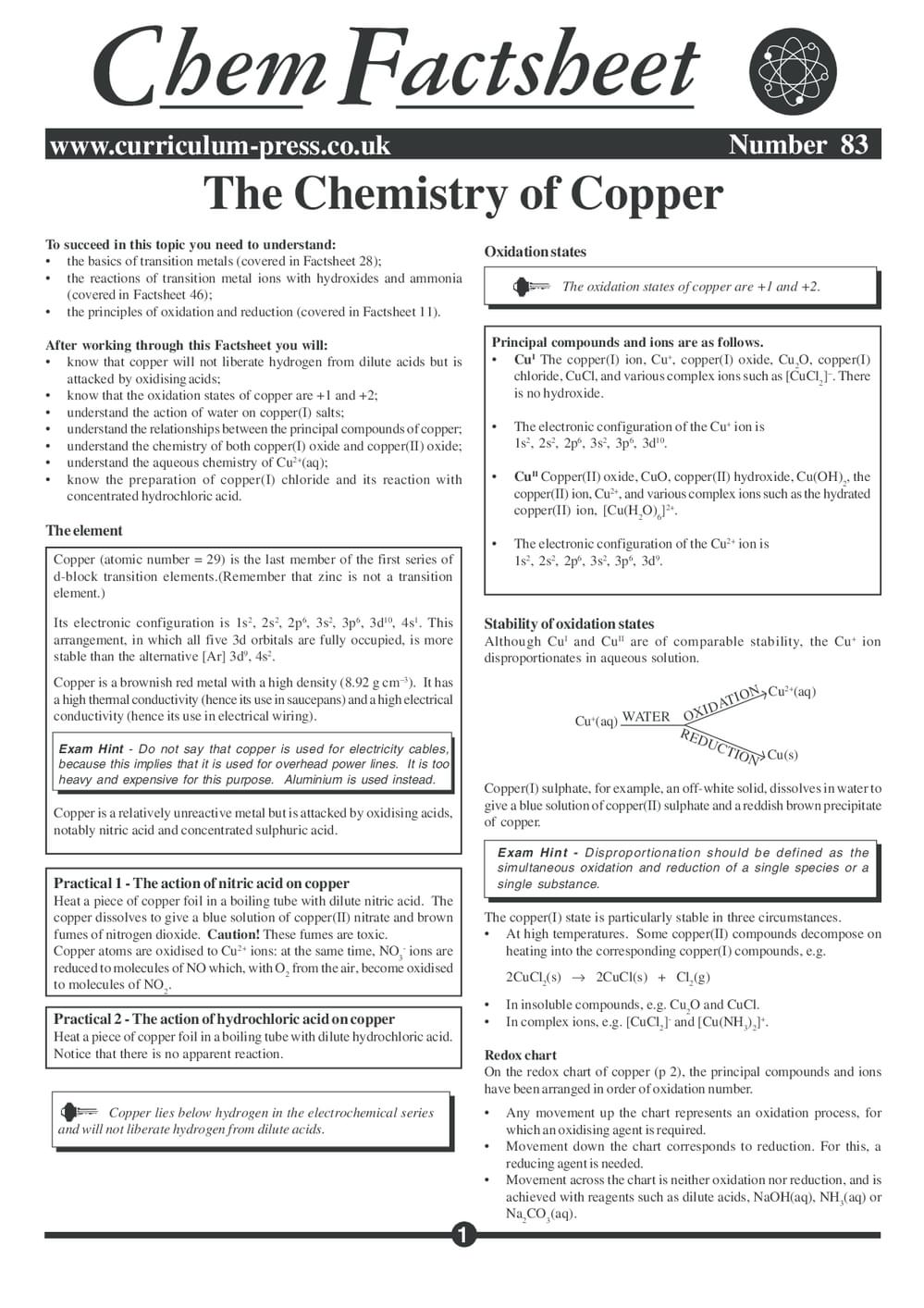 The Chemistry of Copper - Curriculum Press