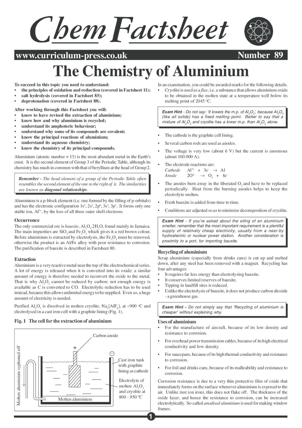 89 Chemisty Of Aluminium