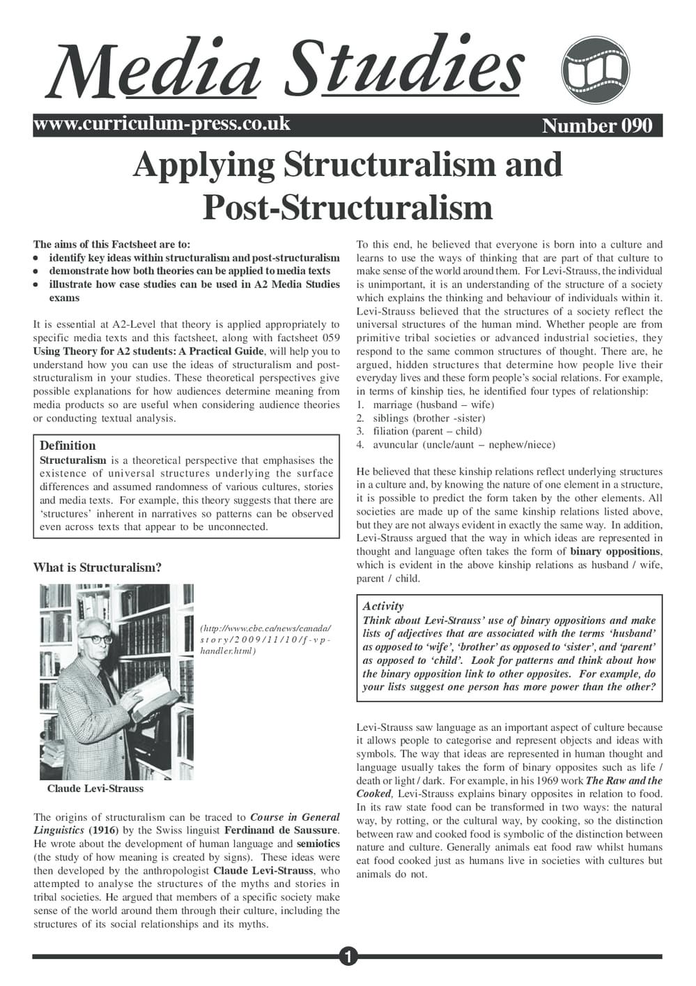 Curriculum Press - Applying Structuralism and Post-Structuralism