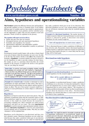 93 Aims Hypotheses