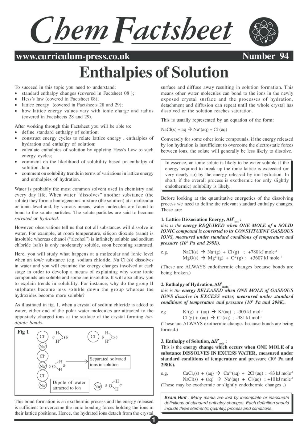94 Enthalpies Of Solution