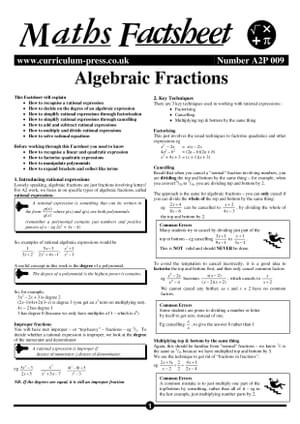 A2P 009 Algebraic Fractions