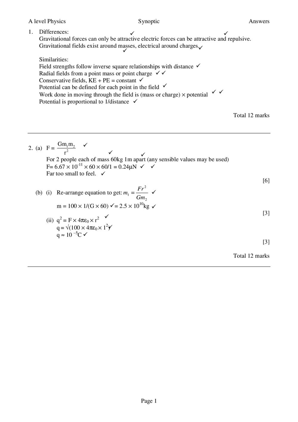 Synoptic Answers - A-Level - Curriculum Press