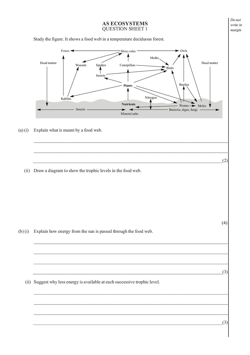 Ecosystems Questions - AS - Curriculum Press
