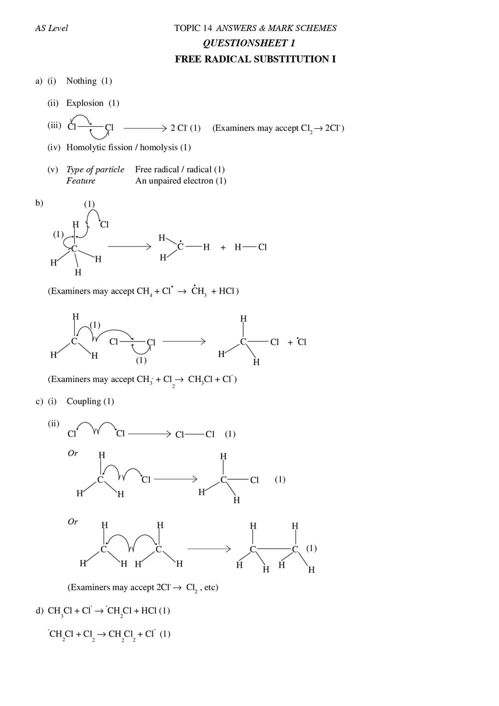 As Organic Reaction And Mechanisms Answers