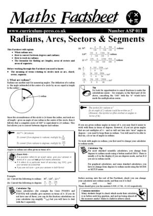 Asp 011 Radians, Sectors And Segments