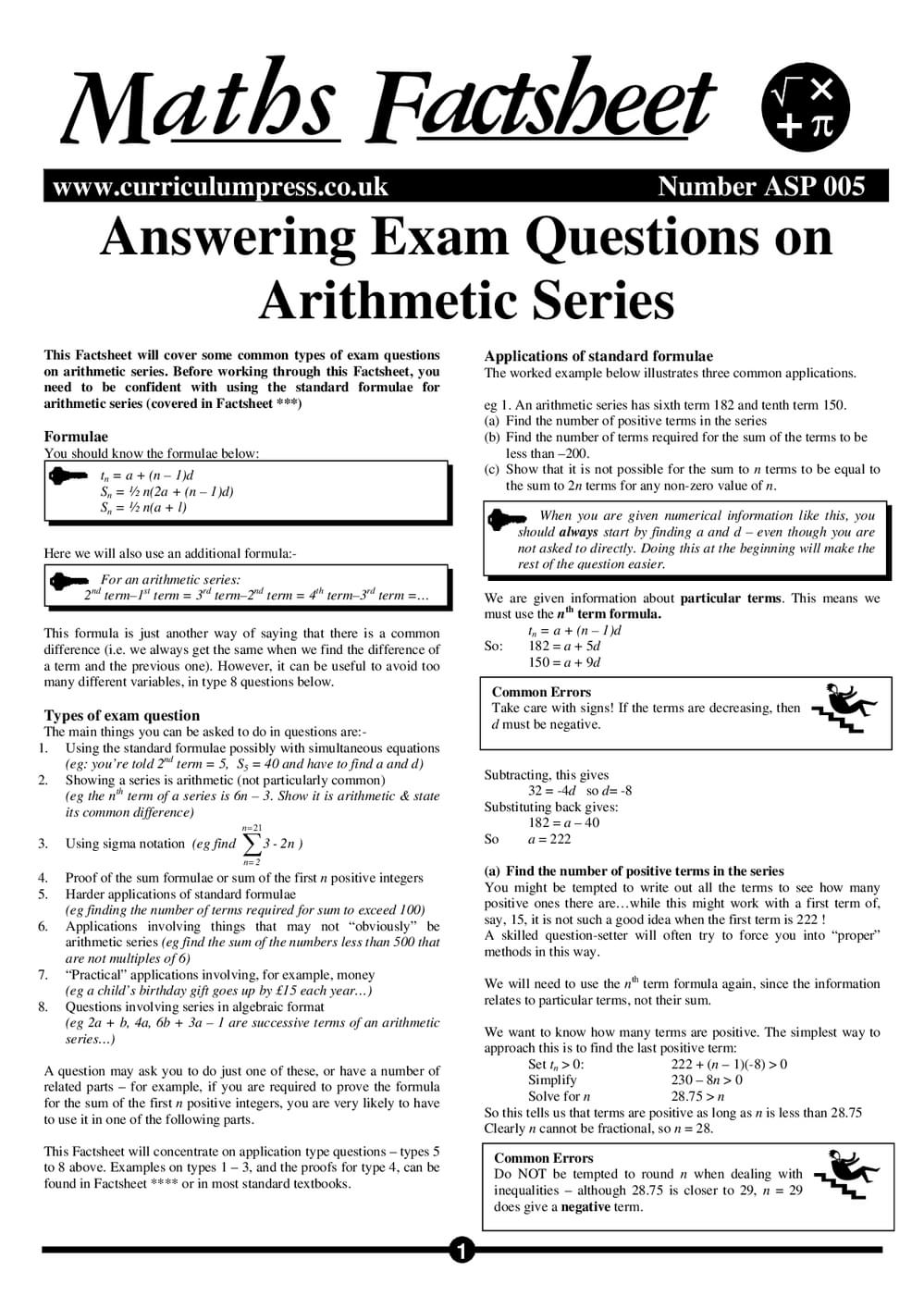 Asp05 Answering Exam Questions On Arithmetic Series