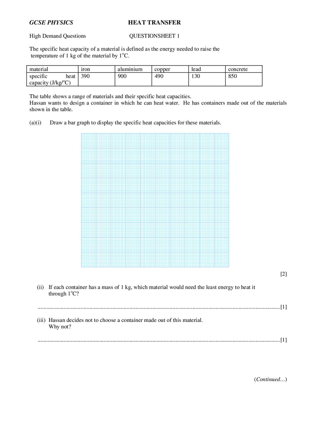 Heat Questions Heat Transfer Questions - GCSE - Curriculum Press