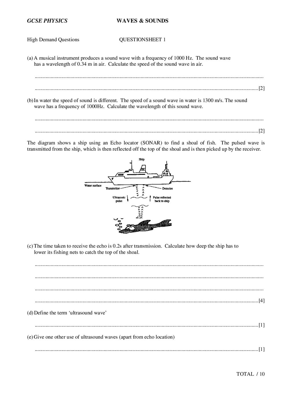 Waves and Sound Questions - GCSE - Curriculum Press