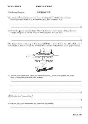 Waves and Sound Questions - GCSE - Curriculum Press