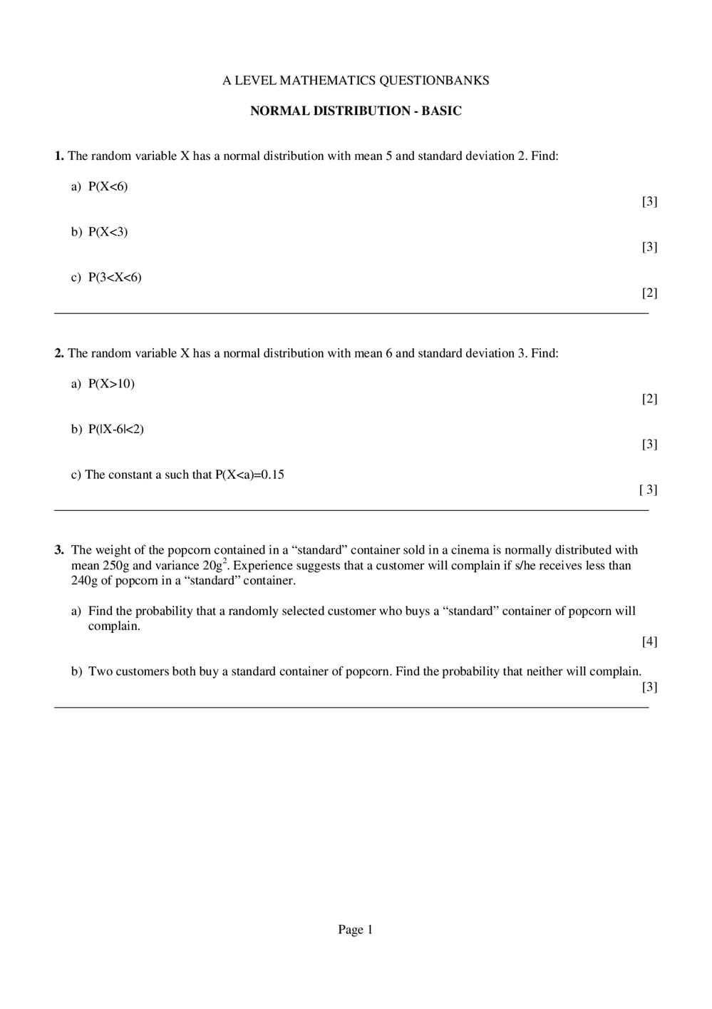 Normal Distribution: Basic Questions – A-Level Maths - Curriculum Press