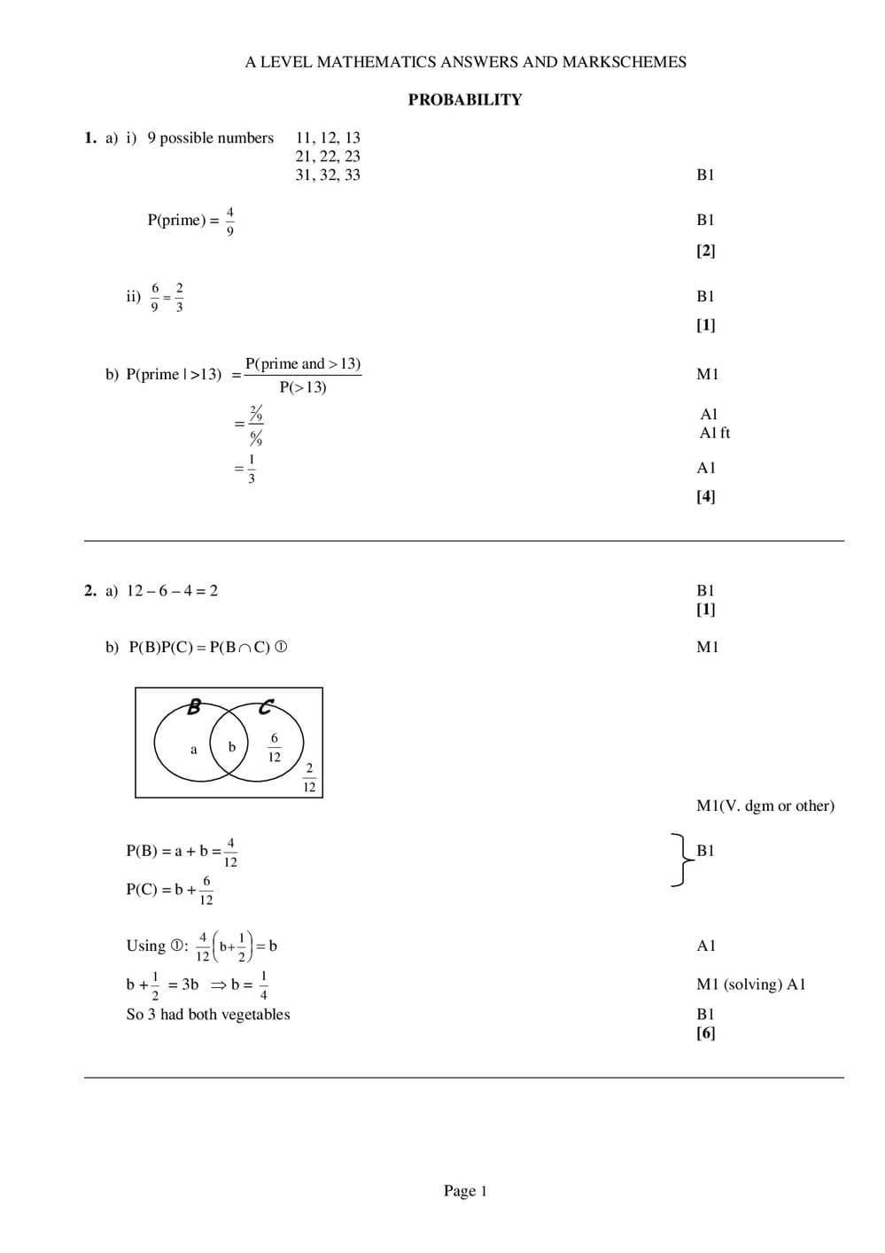 Probability Answers – A-Level Maths - Curriculum Press