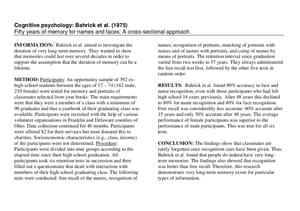 Bahrick Flashcard: Cognitive Psychology: Bahrick et al. (1975) - Curriculum Press